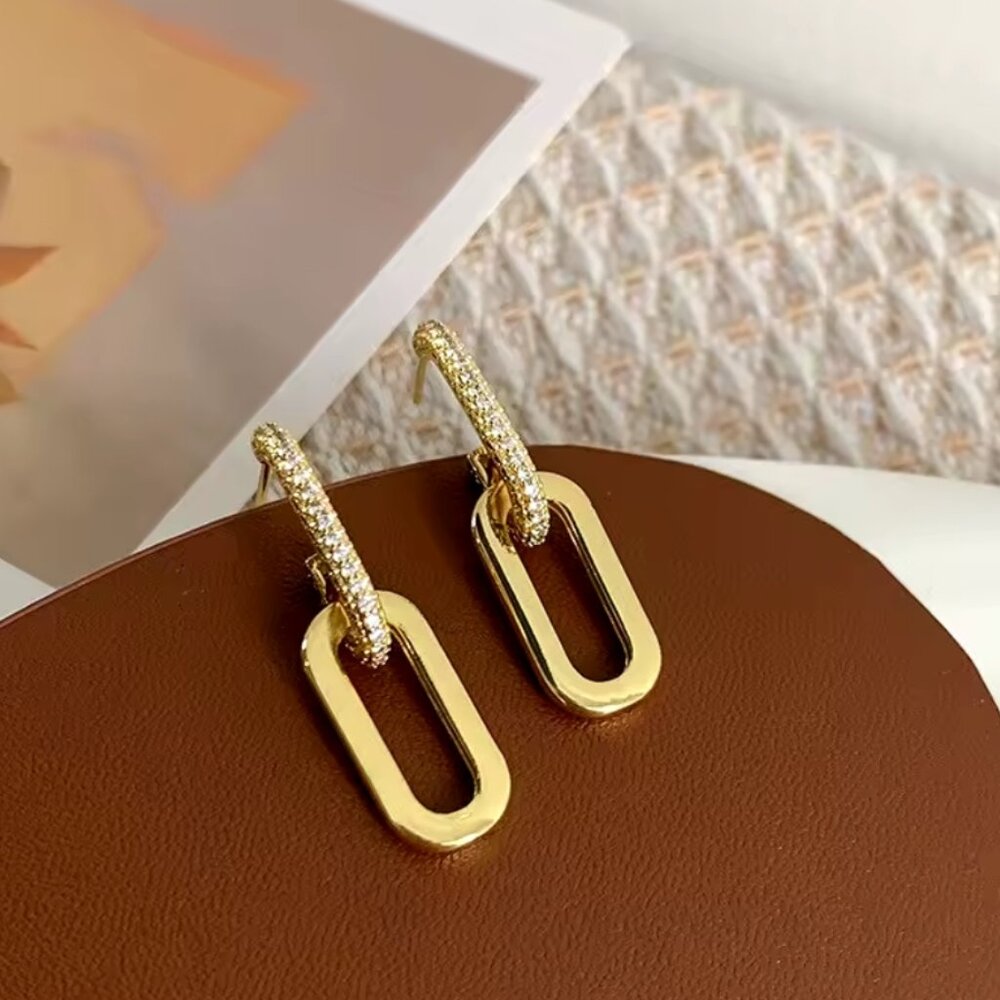 Retro Double Loop Drop Earrings - image 3